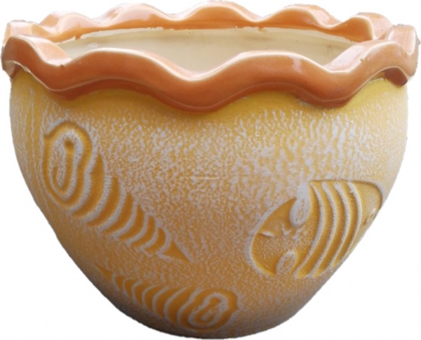 Горшок керамический с поддоном (2345/4) круглый 1 л желтый 