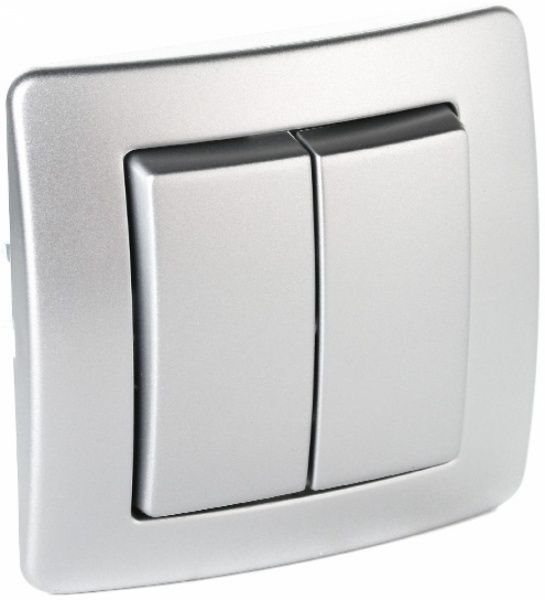 Выключатель двухклавишный Siemens Iris без подсветки 16 А 250В IP20 алюминий меркурий 18509 MA