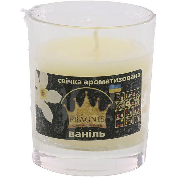Арома-свеча Pragnis в стакане ваниль 80 мм