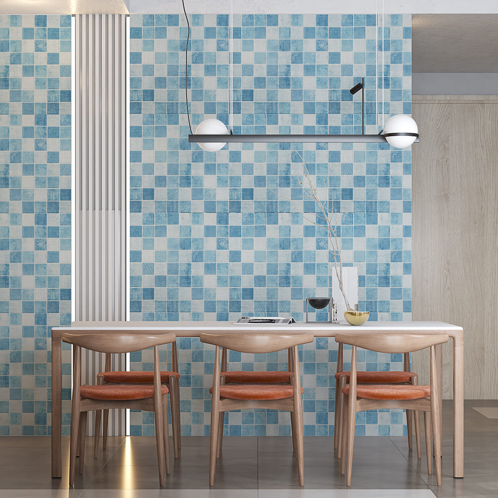 3D-панель из ПП самоклеющаяся Sticker Wall голубая мозаика 700x770x4 мм SW-00002009