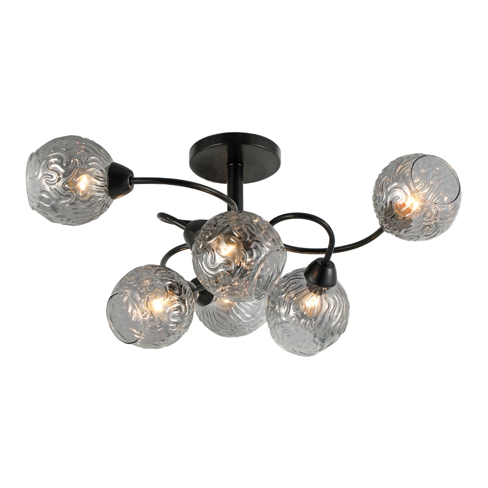 Люстра Miorro Fausta 720х300 мм 6x40 Вт E27 матовий чорний 51-311-145