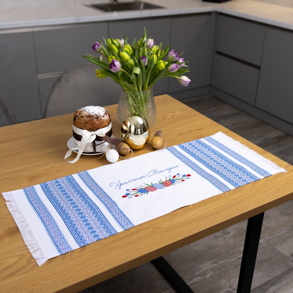 Полотенце пасхальное 707-25/00 33x83 см Эдельвика белый/голубой