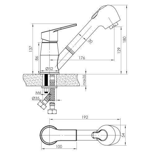 Змішувач для кухні Imprese WITOW з витяжним виливом, хром