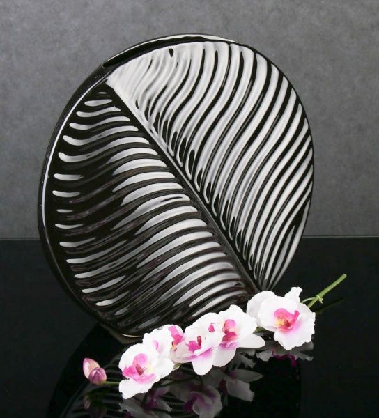 Ваза керамическая черная Флора Пальмовый лист 2905-29 Eterna