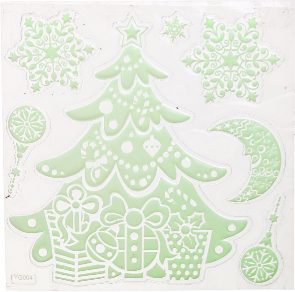 Наклейка декоративна силіконова флуоресцентна мікс (6 дизайнів) в асортименті 30x30 см