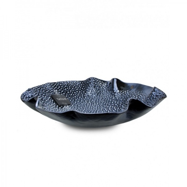 Фруктовниця Yalos Murano BUBBLE 10 см чорна з перламутровим ефектом 