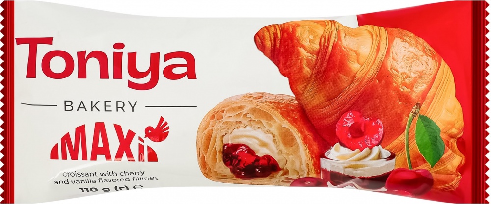 Круасан Toniya з наповнювачами зі смаком вишні та ванілі Maxi Toniya 110г