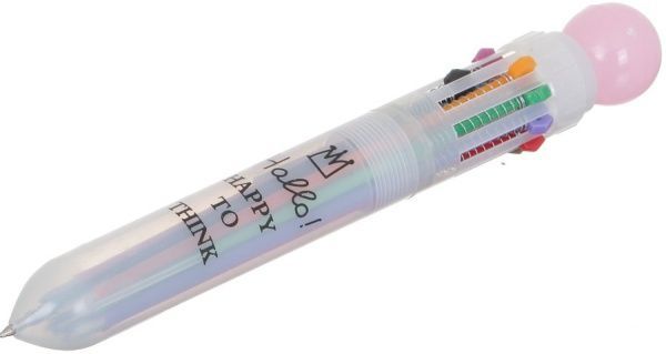 Ручка шариковая разноцветная розовый 