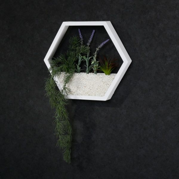 Декор настінний Nature шестикутний 34,5x30 см білий 