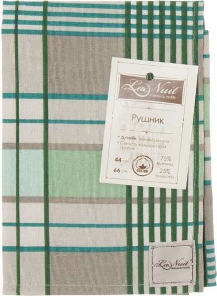 Полотенце кухонное Шато клетка зеленая 44x66 см La Nuit зеленый 