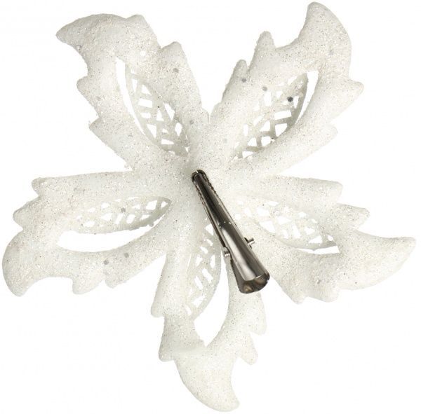 Набор новогоднего декора Пуансеттия 3 шт. 9 см белые