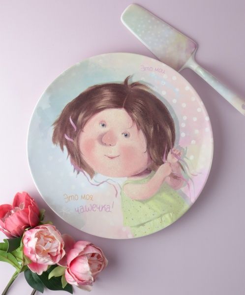 Блюдо для торта з лопаткою Дівочі таємниці 24 см 924-066 Gapchinska 