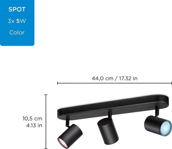 Спот WiZ IMAGEO Spots 3x5W 2200-6500K RGB Wi-Fi черный 