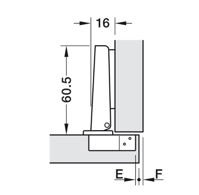 Петля накладная Hafele METALLA 50 A 110° с монтажной планкой 311.90.020 + 311.98.012