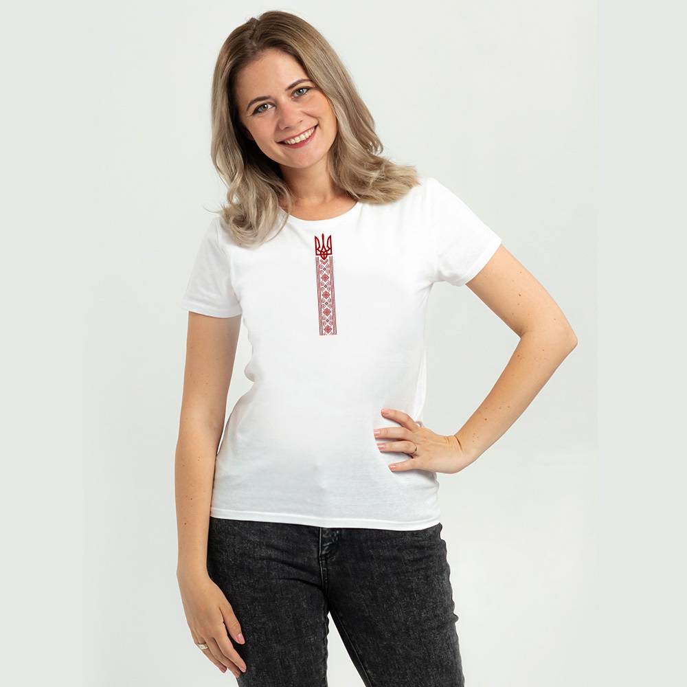 Футболка жіноча Sol's Regent Women Вишиванка орнамент стрічкою р.2XL білий