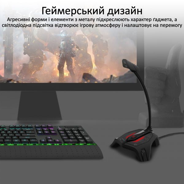 Мікрофон Vertux Streamer-2 LED, USB Black