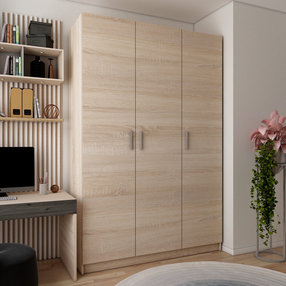 Шафа для одягу Doros Промо 3 ДСП 2040х1350х480 мм дуб сонома / дуб сонома