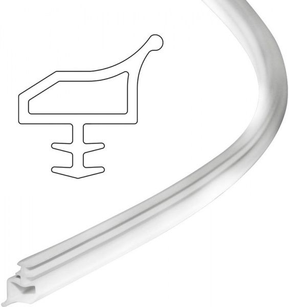 Уплотнитель в паз фигурный резиновый Киевгума для межкомнатных дверей КД-15 белый 