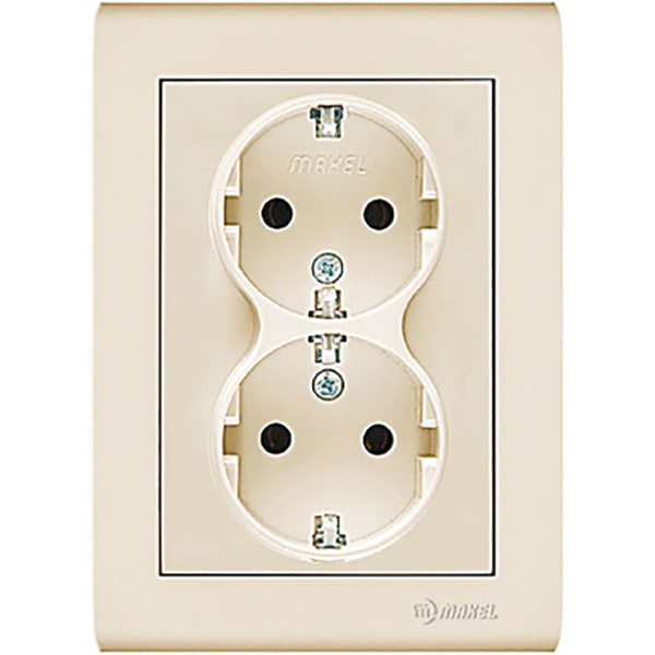 Розетка подвійна із заземленням Makel Manolya слонова кістка 41010057