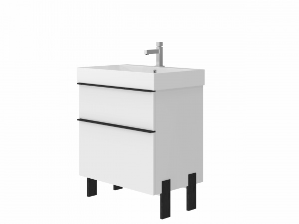 Тумба напольная ЮВЕНТА Manhattan - 70 белый с умывальником Stance-70