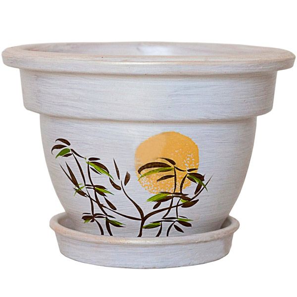 Горшок цветочный Надинкерамикс рельефный 0.6 л бамбук белый