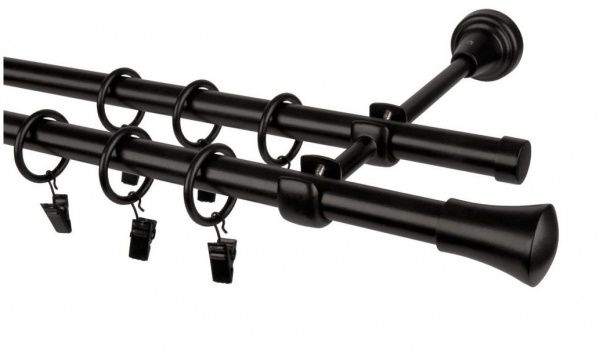 Карниз Bojanek TULUZA Tuluza подвійний укомплектований d16 мм 160 см чорний 