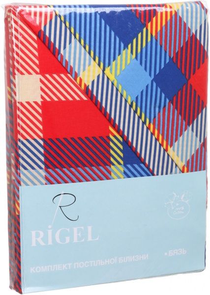Комплект постільної білизни Клітинка 1,5 синій Rigel 