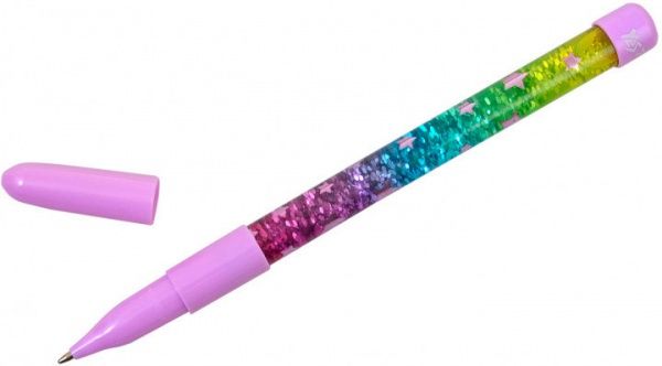 Ручка кулькова YES з рідиною і глітером синя 