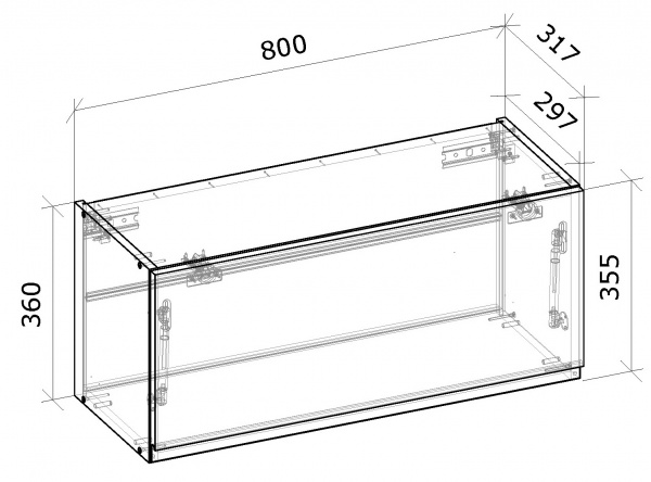 Шкаф верхний под вытяжку модифицированный МС Джетта 80х36х31,7 см, графит серый/дуб сонома Грейд