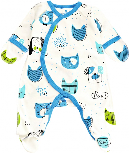 Комбинезон для мальчика Minikin р.56 молочный/бирюзовый 22110356 