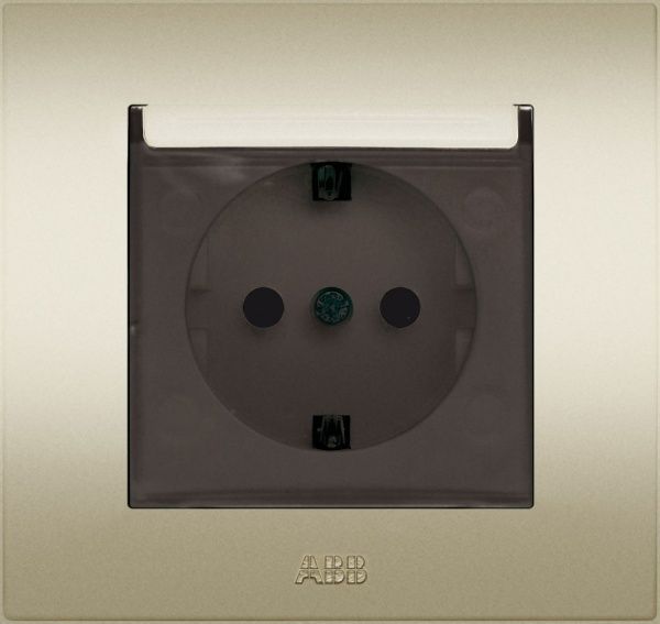 Розетка із заземленням ABB Cosmo без шторок з кришкою титан 619-011400-218