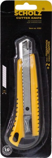 Нож канцелярский SCHOLZ + 2 лезвия 18 мм 4502 