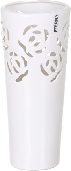 Ваза белая с резьбой 2204 13x13x30 см Eterna