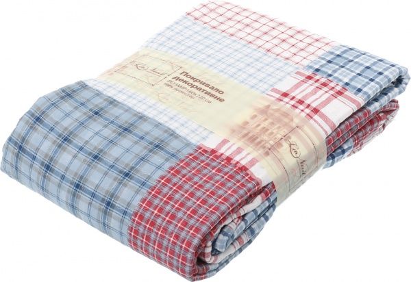 Покривало Basic Печворк мікс стьобане 160x220 см La Nuit синій із червоним 