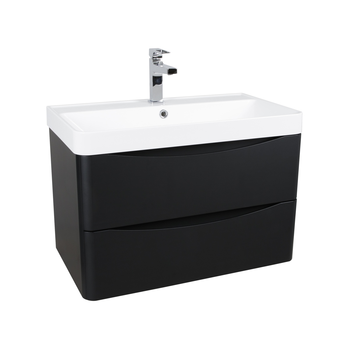 Тумба консольная Aqua Rodos Vista Black-Matt с умывальником Deep 75 см — фото 1