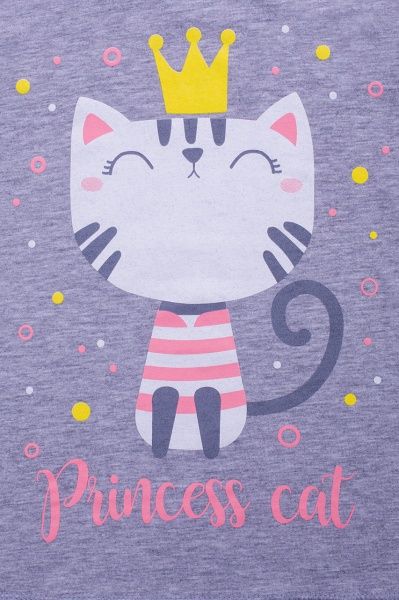 Футболка для дівчаток Luna Kids з принтом Cat р.122 сірий меланж 
