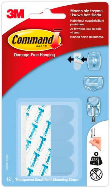 Полоски для крючков Command малые прозрачные 12 шт. 17024CLR
