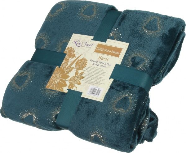 Плед Basic Shine Hearts 200x220 см темно-зелений із малюнком La Nuit 