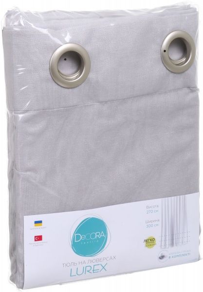 Тюль LUREX 300х278 серый Decora textile