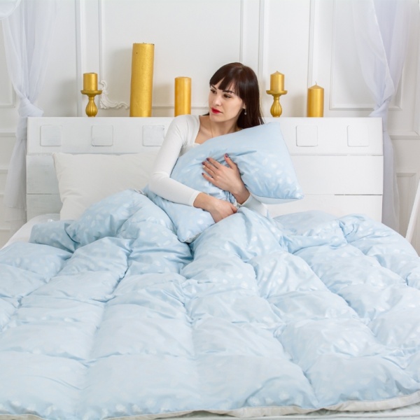 Одеяло пуховое №1855 Bio-Blue 90% пух (зима +) 110x140 см MirSon голубой