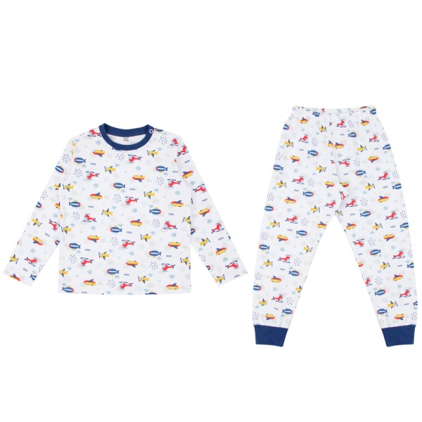 Піжама дитяча для хлопчиків Funtime Літак р.74 білий із принтом 
