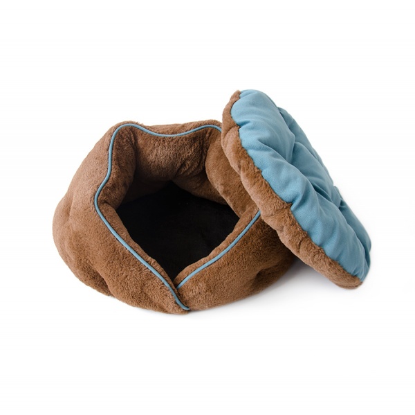 Лежак 10 центів для Джека Ханок коричнево - бірюзовий 48х48х25 см