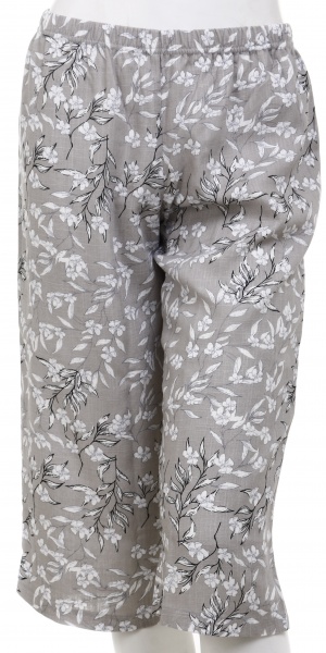 Штани домашні Trio жіночі SUMMER принт квіткова гілка р. S сірий