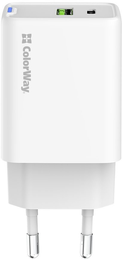 Мережевий зарядний пристрій ColorWay GaN Mini 45W PD Port PPS USB (Type-C PD + USB QC4.0) білий (CW-CHS060PD-WT)