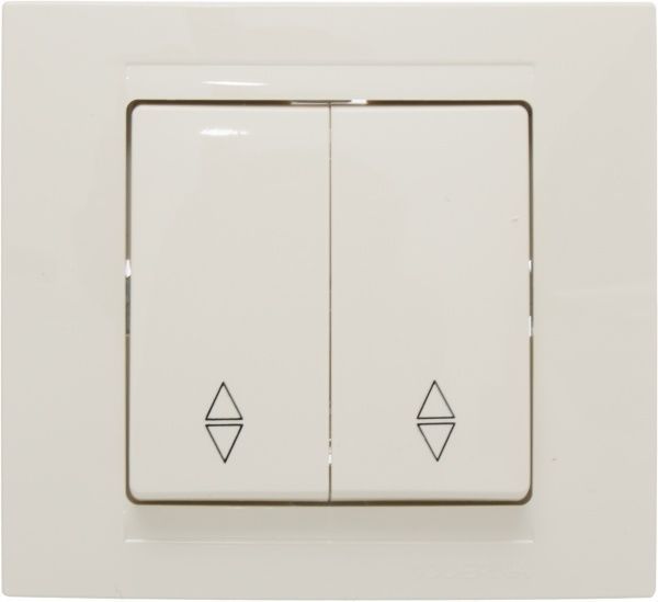 Перемикач прохідний двоклавішний Gunsan Moderna без підсвітки 10 А 250В крем MD 29 12 109