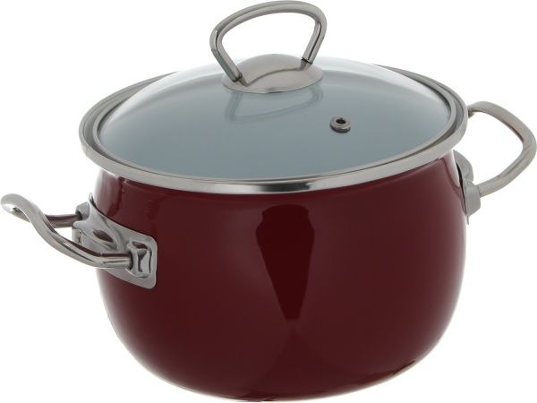 Каструля з кришкою сферична емальована 2,5 л Бордо Bella Vita