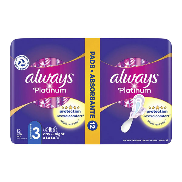 Прокладки Always Platinum Day&Night (Размер 3) 12 шт.