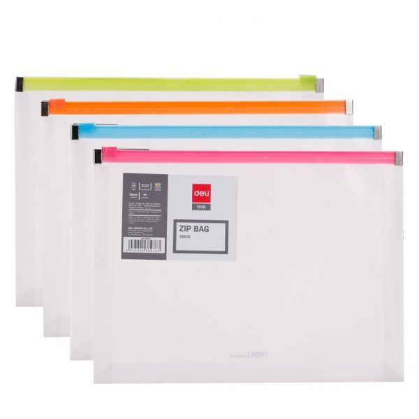Папка Папка на молнии Deli 38976 прозр А5 с цветн блеск Rio PP (0,18мм) Deli