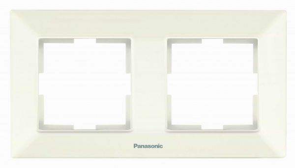 Рамка двухместная Panasonic Arkedia Slim горизонтальная кремовый 480500130