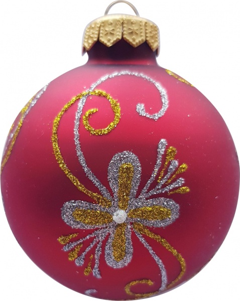 Шар стеклянный Юріта d 80 mm орнамент А80186М красный